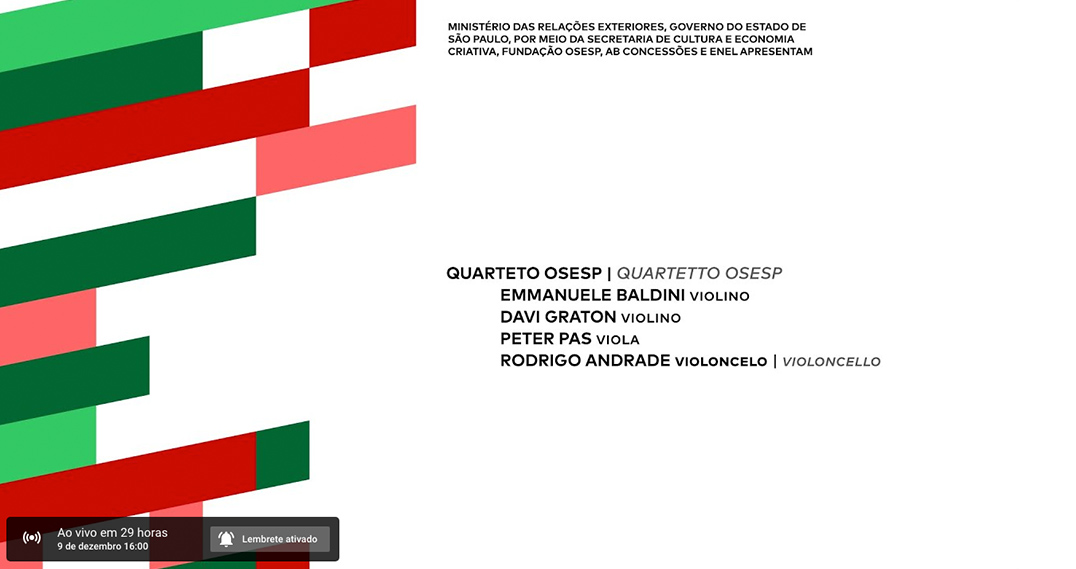 Matéria da RAI sobre a turnê italiana do Quarteto Osesp.